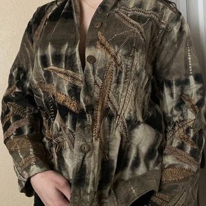 Brown hunter pattern button up corduroy jacket